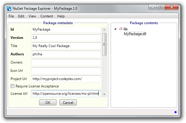 Package exlorer screen